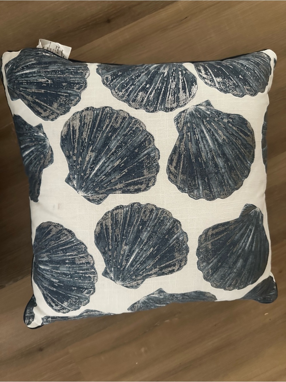Navy Shell Print Accent Pillow - Coastal Style
